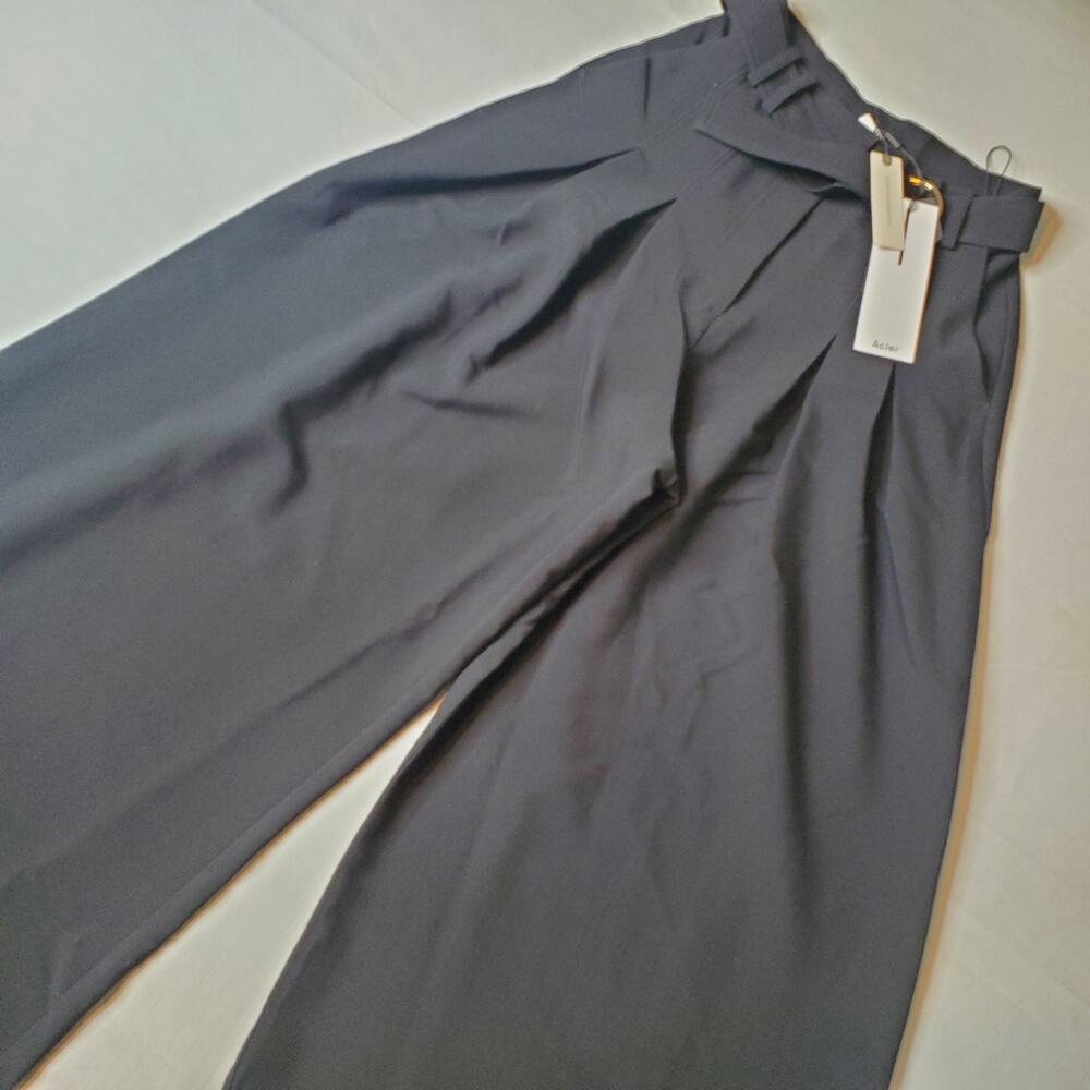 Acler Women's Size 4 NWT Strathmere Wide Leg High-Waist Pleated Pant Black